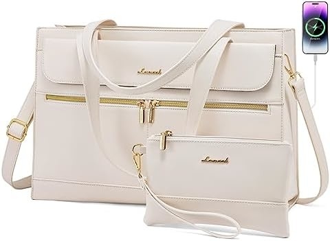 LOVEVOOK LAPTOP BAG FOR WOMEN 15.6 INCH LAPTOP TOTE WORK BAG PROFESSIONAL LEATHER COMPUTER BRIEFCASE WATERPROOF BUSINESS