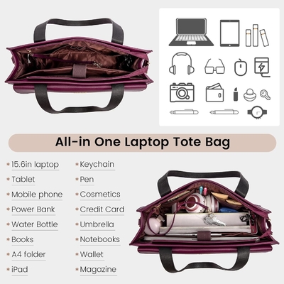 LOVEVOOK LAPTOP BAG FOR WOMEN 15.6 INCH LAPTOP TOTE WORK BAG PROFESSIONAL LEATHER COMPUTER BRIEFCASE WATERPROOF BUSINESS