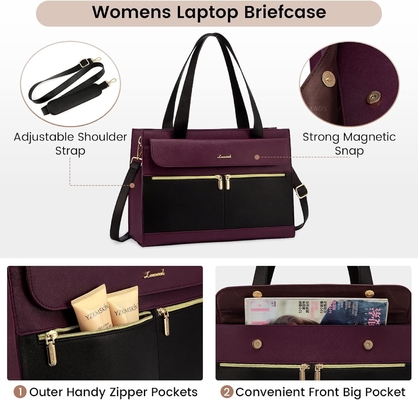 LOVEVOOK LAPTOP BAG FOR WOMEN 15.6 INCH LAPTOP TOTE WORK BAG PROFESSIONAL LEATHER COMPUTER BRIEFCASE WATERPROOF BUSINESS