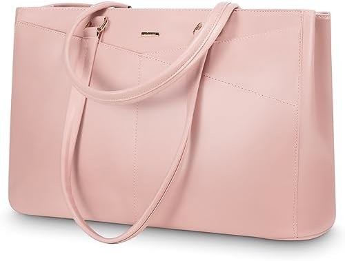LAPTOP TOTE BAG FOR WOMEN 15.6 INCH WATERPROOF LEATHER COMPUTER BAGS BUSINESS OFFICE WORK BRIEFCASE BLACK
