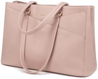 LAPTOP TOTE BAG FOR WOMEN 15.6 INCH WATERPROOF LEATHER COMPUTER BAGS BUSINESS OFFICE WORK BRIEFCASE BLACK