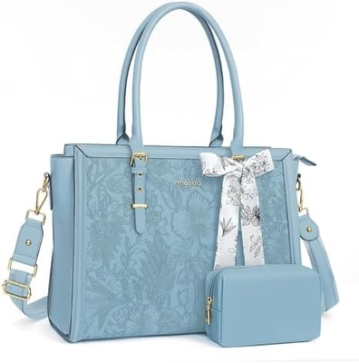 MOSISO LAPTOP BAG FOR WOMEN, 17-17.3 INCH PU LEATHE TOTE BAG COMPATIBLE WITH MACBOOK, HP, DELL, ASUS NOTEBOOK