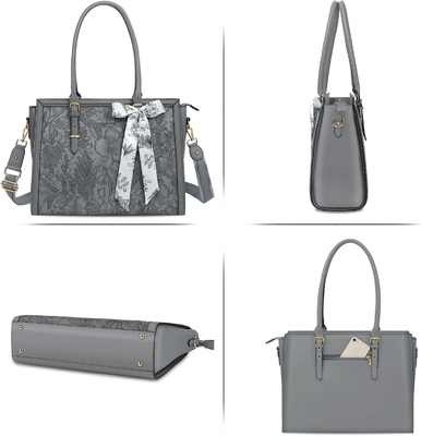 MOSISO LAPTOP BAG FOR WOMEN, 17-17.3 INCH PU LEATHE TOTE BAG COMPATIBLE WITH MACBOOK, HP, DELL, ASUS NOTEBOOK