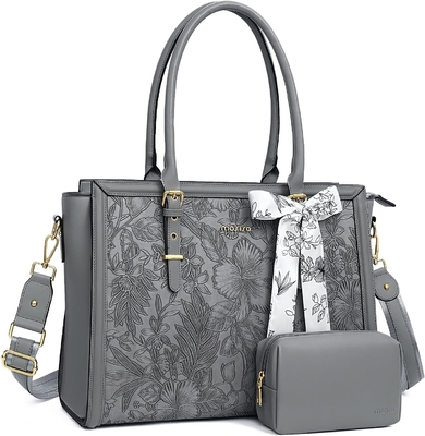 MOSISO LAPTOP BAG FOR WOMEN, 17-17.3 INCH PU LEATHE TOTE BAG COMPATIBLE WITH MACBOOK, HP, DELL, ASUS NOTEBOOK