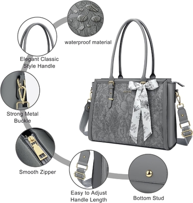 MOSISO LAPTOP BAG FOR WOMEN, 17-17.3 INCH PU LEATHE TOTE BAG COMPATIBLE WITH MACBOOK, HP, DELL, ASUS NOTEBOOK