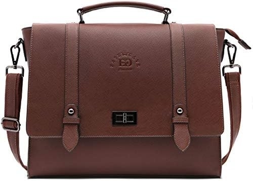 EASEGAVE WOMEN'S 17 INCH LAPTOP BRIEFCASE, VINTAGE PURPLE SAFFIANO ECO-LEATHER, MULTI-COMPARTMENT, 3 LB WEIGHT CAPACITY