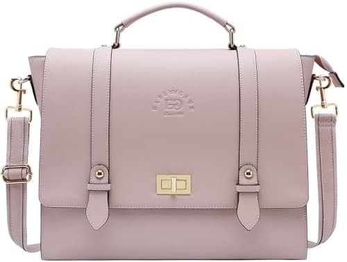 EASEGAVE WOMEN'S 17 INCH LAPTOP BRIEFCASE, VINTAGE PURPLE SAFFIANO ECO-LEATHER, MULTI-COMPARTMENT, 3 LB WEIGHT CAPACITY