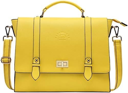 EASEGAVE WOMEN'S 17 INCH LAPTOP BRIEFCASE, VINTAGE PURPLE SAFFIANO ECO-LEATHER, MULTI-COMPARTMENT, 3 LB WEIGHT CAPACITY