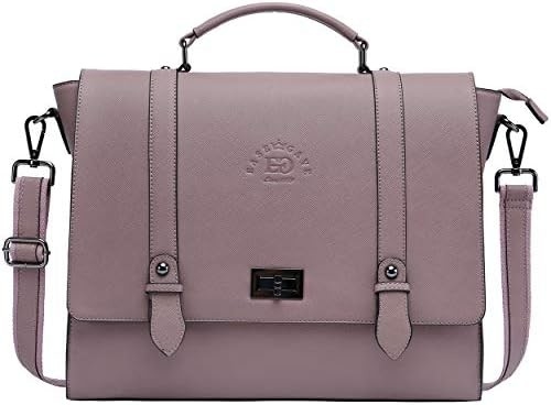 EASEGAVE WOMEN'S 17 INCH LAPTOP BRIEFCASE, VINTAGE PURPLE SAFFIANO ECO-LEATHER, MULTI-COMPARTMENT, 3 LB WEIGHT CAPACITY