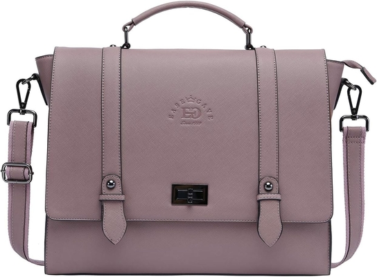 EASEGAVE WOMEN'S 17 INCH LAPTOP BRIEFCASE, VINTAGE PURPLE SAFFIANO ECO-LEATHER, MULTI-COMPARTMENT, 3 LB WEIGHT CAPACITY