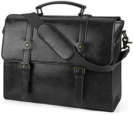 MENS MESSENGER BAG VINTAGE 15.6 INCH WATERPROOF LEATHER LAPTOP BRIEFCASE LARGE SATCHEL SHOULDER BAG RETRO OFFICE COLLEGE