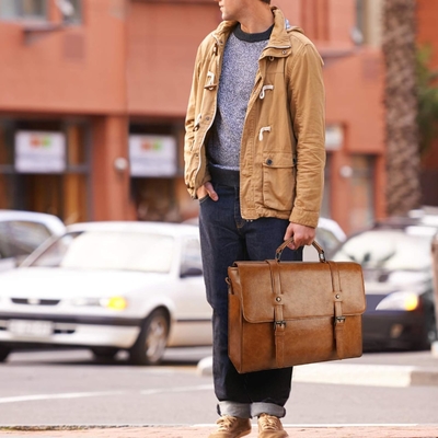 MENS MESSENGER BAG VINTAGE 15.6 INCH WATERPROOF LEATHER LAPTOP BRIEFCASE LARGE SATCHEL SHOULDER BAG RETRO OFFICE COLLEGE