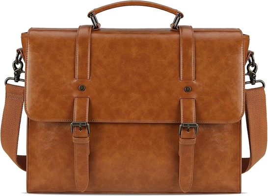 MENS MESSENGER BAG VINTAGE 15.6 INCH WATERPROOF LEATHER LAPTOP BRIEFCASE LARGE SATCHEL SHOULDER BAG RETRO OFFICE COLLEGE