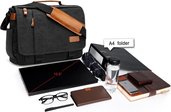 ESTARER MEN MESSENGER BAG 15.6 INCH, WATER-RESISTANT CANVAS COMPUTER BAG WORK BAG, LAPTOP SHOULDER BAG BRIEFCASE SATCHEL