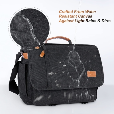 ESTARER MEN MESSENGER BAG 15.6 INCH, WATER-RESISTANT CANVAS COMPUTER BAG WORK BAG, LAPTOP SHOULDER BAG BRIEFCASE SATCHEL