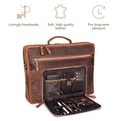 Laptop Bag San Francisco 17 Inch I Handcrafted Leather Shoulder Bag for Notebook I Briefcase for Office,