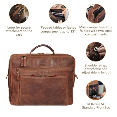 Laptop Bag San Francisco 17 Inch I Handcrafted Leather Shoulder Bag for Notebook I Briefcase for Office,