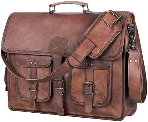 18 INCH LEATHER BRIEFCASE LAPTOP MESSENGER BAG BEST COMPUTER SATCHEL HANDMADE BAGS FOR MEN AND WOMEN