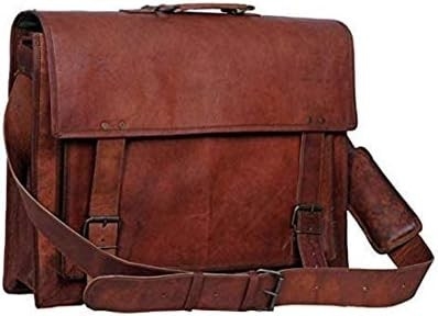 18 INCH LEATHER BRIEFCASE LAPTOP MESSENGER BAG BEST COMPUTER SATCHEL HANDMADE BAGS FOR MEN AND WOMEN