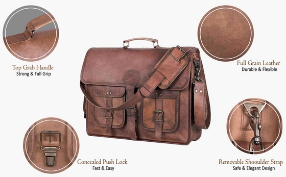 18 INCH LEATHER BRIEFCASE LAPTOP MESSENGER BAG BEST COMPUTER SATCHEL HANDMADE BAGS FOR MEN AND WOMEN