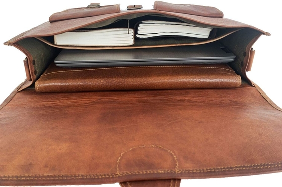 18 INCH LEATHER BRIEFCASE LAPTOP MESSENGER BAG BEST COMPUTER SATCHEL HANDMADE BAGS FOR MEN AND WOMEN
