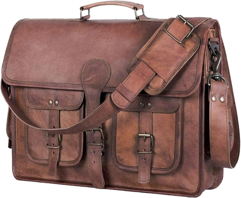 18 INCH LEATHER BRIEFCASE LAPTOP MESSENGER BAG BEST COMPUTER SATCHEL HANDMADE BAGS FOR MEN AND WOMEN