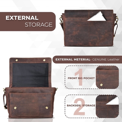OAK LEATHERS LEATHER MESSENGER BAG FOR MEN AND WOMEN - LAPTOP BRIEFCASE BAG FOR COLLEGE, OFFICE, ADJUSTABLE SHOULDER