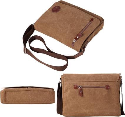VINTAGE CANVAS SATCHEL MESSENGER BAG FOR MEN WOMEN,TRAVEL SHOULDER BAG 13.5&quot; LAPTOP BAGS BOOKBAG