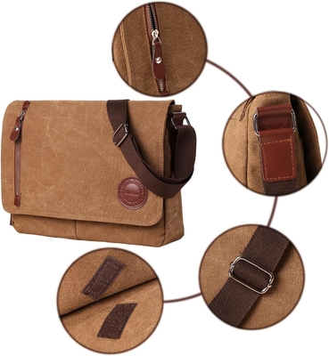 VINTAGE CANVAS SATCHEL MESSENGER BAG FOR MEN WOMEN,TRAVEL SHOULDER BAG 13.5&quot; LAPTOP BAGS BOOKBAG