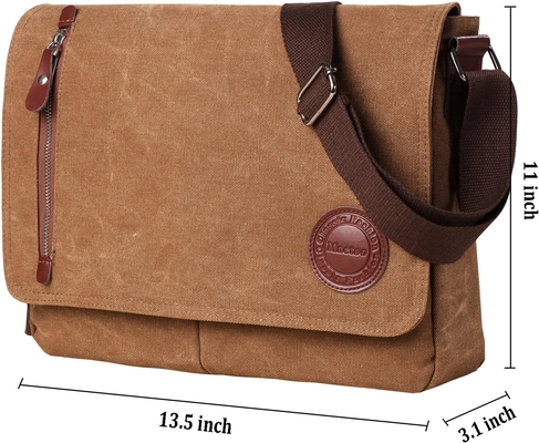 VINTAGE CANVAS SATCHEL MESSENGER BAG FOR MEN WOMEN,TRAVEL SHOULDER BAG 13.5&quot; LAPTOP BAGS BOOKBAG