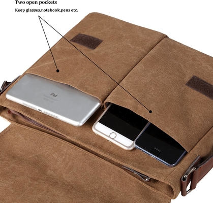 VINTAGE CANVAS SATCHEL MESSENGER BAG FOR MEN WOMEN,TRAVEL SHOULDER BAG 13.5&quot; LAPTOP BAGS BOOKBAG