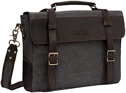Messenger Bag for Men,Vintage Canvas Leather Canvas Laptop Satchel Shoulder Bag Business Briefcase