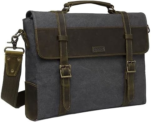 Messenger Bag for Men,Vintage Canvas Leather Canvas Laptop Satchel Shoulder Bag Business Briefcase