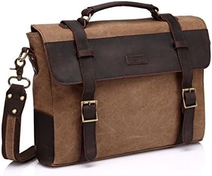 Messenger Bag for Men,Vintage Canvas Leather Canvas Laptop Satchel Shoulder Bag Business Briefcase