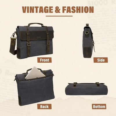 Messenger Bag for Men,Vintage Canvas Leather Canvas Laptop Satchel Shoulder Bag Business Briefcase