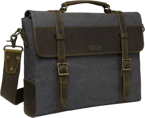 Messenger Bag for Men,Vintage Canvas Leather Canvas Laptop Satchel Shoulder Bag Business Briefcase