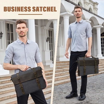 Messenger Bag for Men,Vintage Canvas Leather Canvas Laptop Satchel Shoulder Bag Business Briefcase