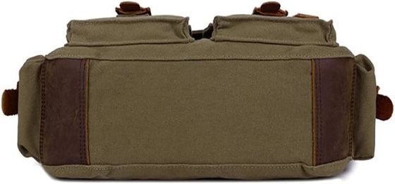 SECHUNK VINTAGE MILITARY LEATHER CANVAS LAPTOP BAG MESSENGER BAGS MEDIUM