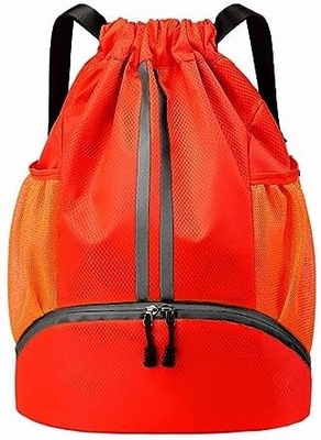 HOEDIA SPORTS DRAWSTRING BACKPACK - STRING SWIM GYM BAG WITH SHOES COMPARTMENT AND WET PROOF POCKET FOR WOMEN&amp;MEN