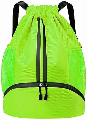 HOEDIA SPORTS DRAWSTRING BACKPACK - STRING SWIM GYM BAG WITH SHOES COMPARTMENT AND WET PROOF POCKET FOR WOMEN&amp;MEN