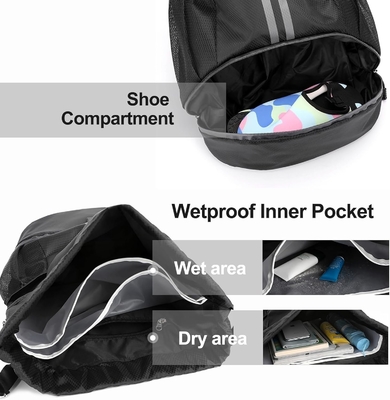HOEDIA SPORTS DRAWSTRING BACKPACK - STRING SWIM GYM BAG WITH SHOES COMPARTMENT AND WET PROOF POCKET FOR WOMEN&amp;MEN