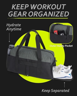 BAGSMART GYM BAGS FOR MEN WOMEN, FOLDABLE TRAVEL DUFFLE BAG, LIGHTWEIGHT WEEKENDER DUFFEL BAG WITH SHOE COMPARTMENT,