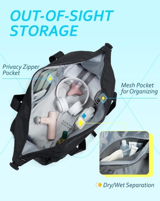 BAGSMART Gym Bag With Shoe Compartment & Wet Pocket, Lightweight Sports Travel Duffel Bag, C TO STORE SPORTS SHOES WATER