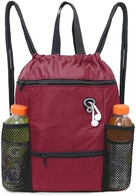 BEEGREEN DRAWSTRING-BACKPACK-GYM-BAG, LARGE SPORTS BAG, STRING BACKPACK CINCH SACK FOR MEN AND WOMEN RED