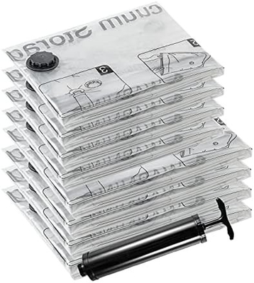 SUOCO 8 MEDIUM VACUUM STORAGE BAGS, SPACE SAVER BAGS WITH TRAVEL HAND PUMP, COMPRESSION AIRTIGHT SEALER BAGS FOR CLOTHES