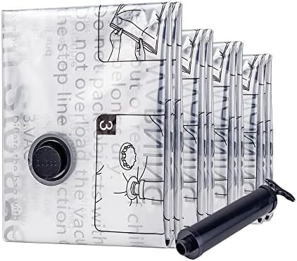 SUOCO 8 MEDIUM VACUUM STORAGE BAGS, SPACE SAVER BAGS WITH TRAVEL HAND PUMP, COMPRESSION AIRTIGHT SEALER BAGS FOR CLOTHES
