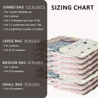 SUOCO 8 MEDIUM VACUUM STORAGE BAGS, SPACE SAVER BAGS WITH TRAVEL HAND PUMP, COMPRESSION AIRTIGHT SEALER BAGS FOR CLOTHES