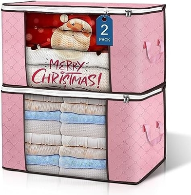 90L LARGE STORAGE BAGS, 6 PACK CLOTHES STORAGE BINS FOLDABLE CLOSET ORGANIZERS STORAGE CONTAINERS WITH REINFORCED HANDLE