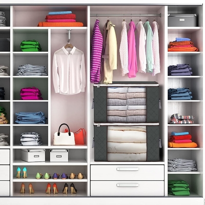 90L LARGE STORAGE BAGS, 6 PACK CLOTHES STORAGE BINS FOLDABLE CLOSET ORGANIZERS STORAGE CONTAINERS WITH REINFORCED HANDLE