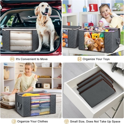 90L LARGE STORAGE BAGS, 6 PACK CLOTHES STORAGE BINS FOLDABLE CLOSET ORGANIZERS STORAGE CONTAINERS WITH REINFORCED HANDLE